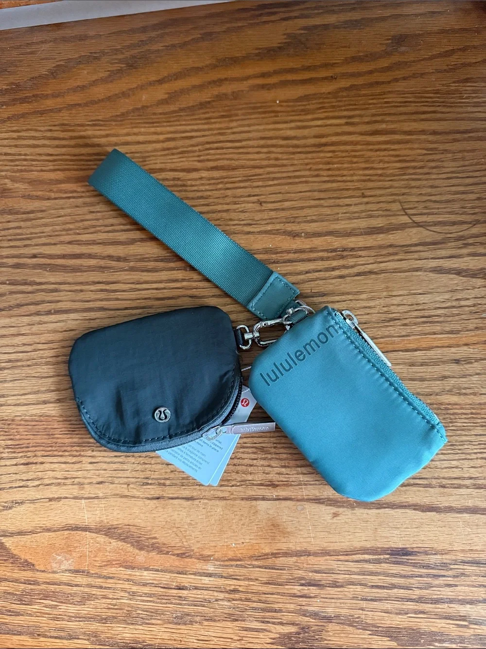 lululemon Teal and Black Dual Pouch Wristlet